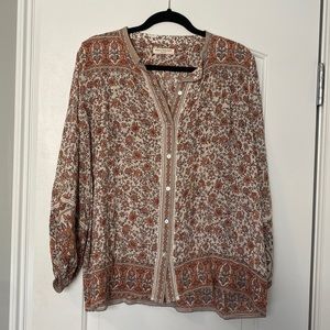 Spell brown floral blouse